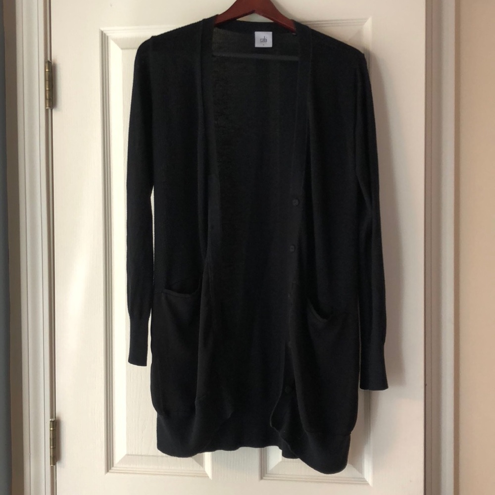 Cabi Hidden Snap Black Long Cardigan